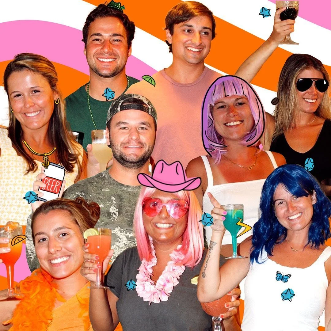 The gangs all here!

🌈🌈🌈
Colored drink night from college reunion beach weekend in August. One for the books!