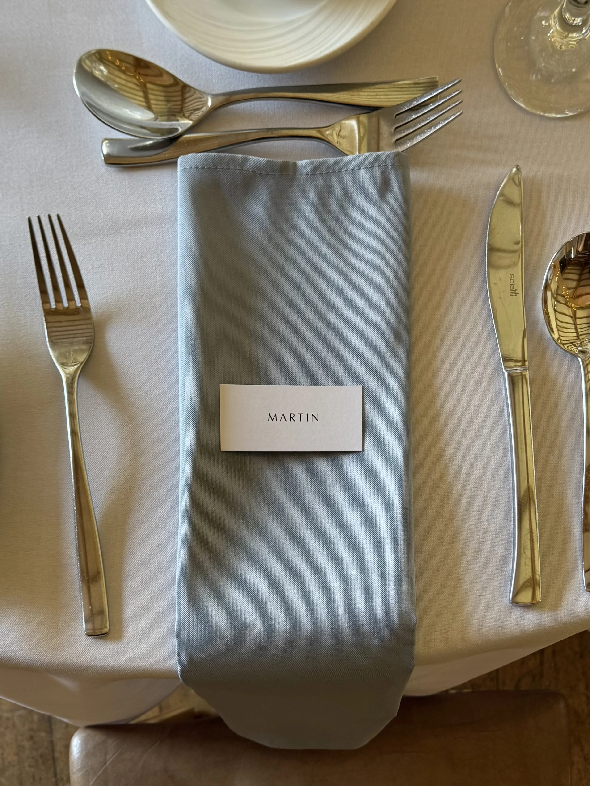 wedding napkin and place name prop hire and styling
