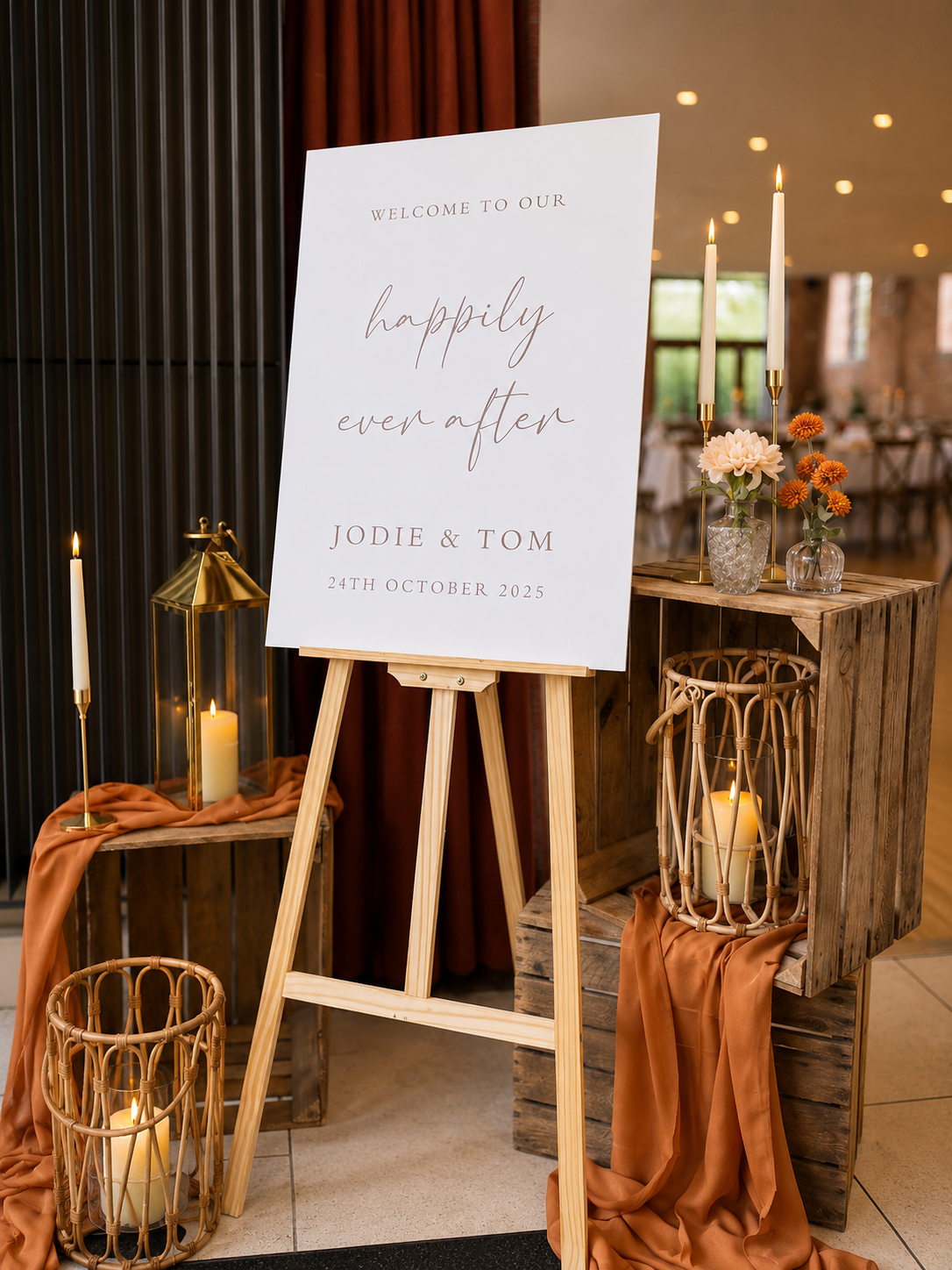 Wedding welcome sign at carriage hall Nottingham