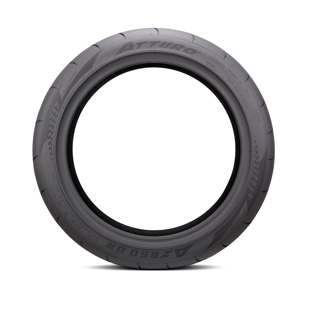 360-degree spin of Atturo AZ850 DR 305/35R20 tire sidewall on white background – 360 tire photography