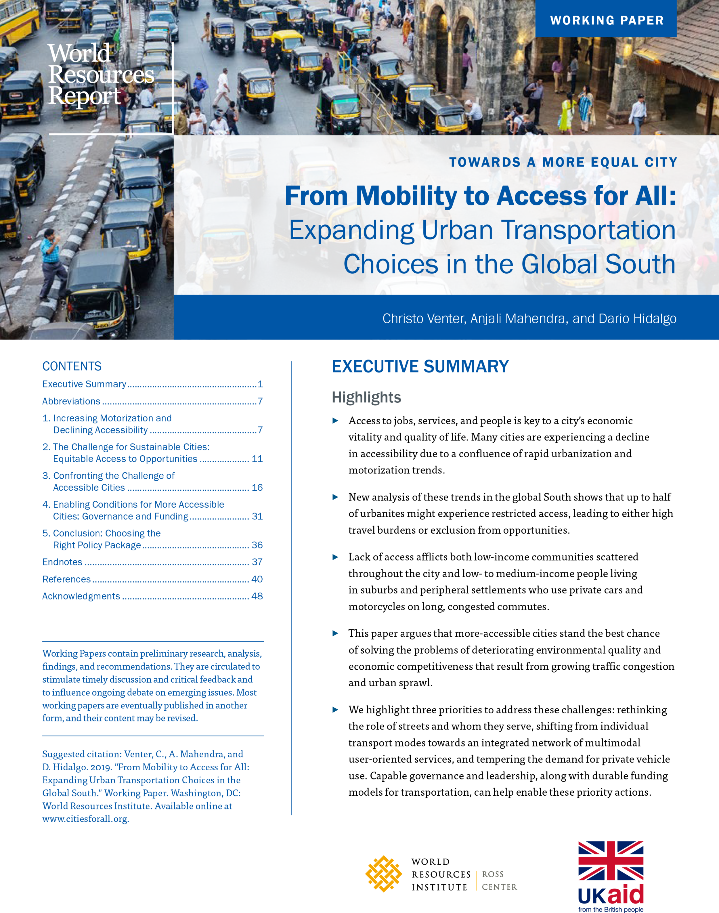 From Mobility to Access for All: Expanding Urban Transportation Choices in the Global South 
