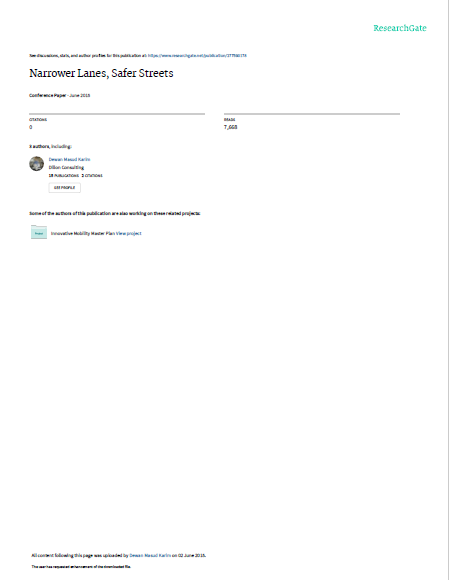 Narrower Lanes, Safer Speeds