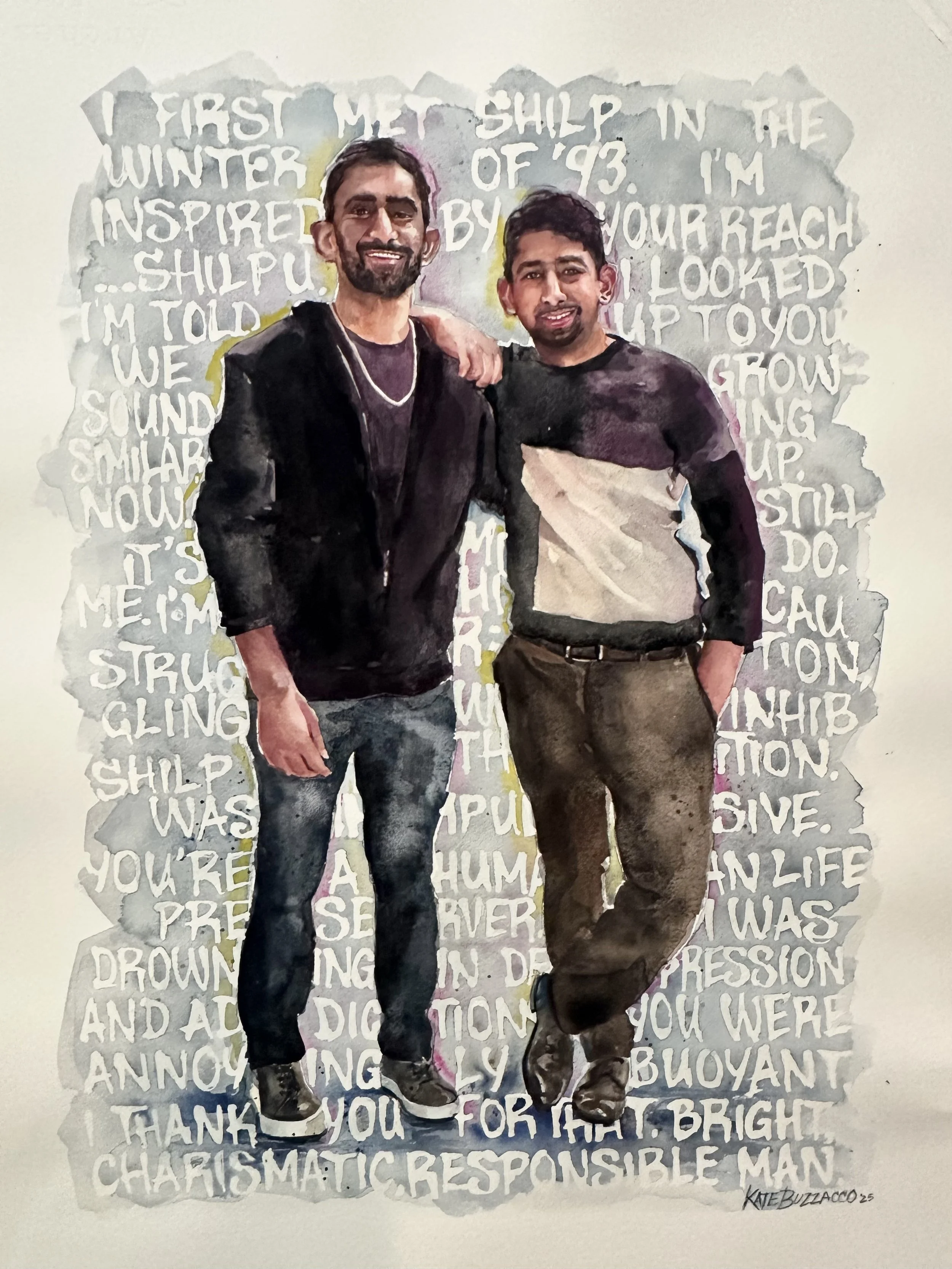 Bringing this portrait to life for @shlip_hop , a gift from my dear friend @palakwall , celebrating her brothers and honoring Mihir. May his brilliance and powerful words live on through this piece and bring healing. An abridged best man speech, mask