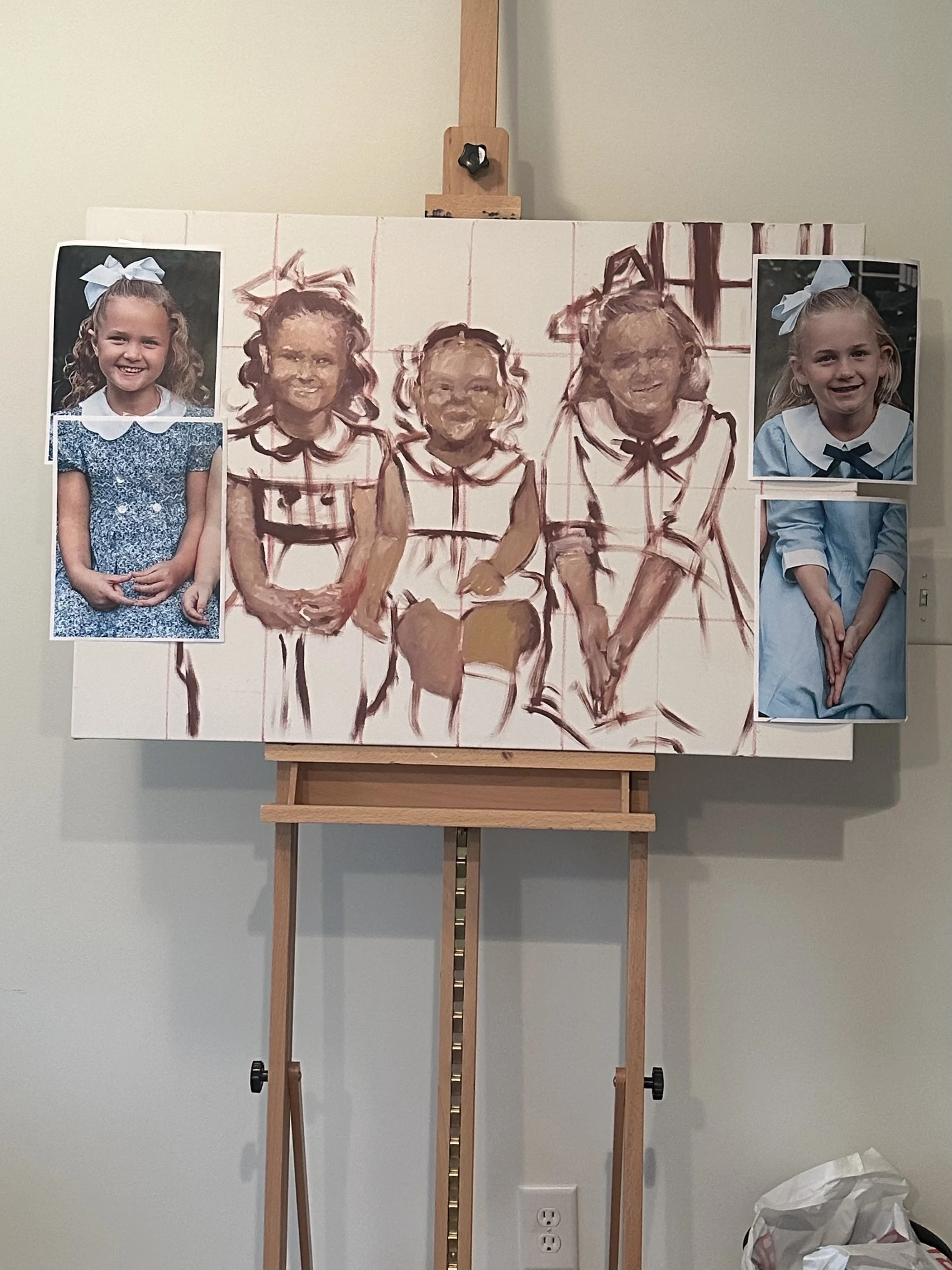 Shading and initial rendering take form, building the structure and volumes that will soon evolve into a lifelike portrayal.