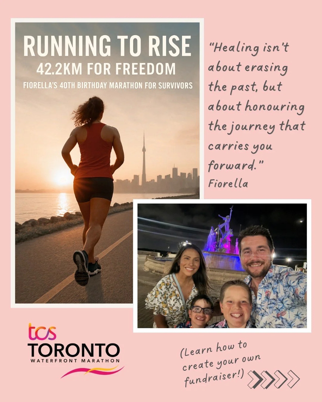 ✨ Meet Fiorella ✨
 Vice Chair of Restorations&rsquo; Board of Directors, survivor, advocate, and now a marathon runner with a powerful purpose.

On October 19th, Fiorella will be running the @towaterfront42k in honour of her 40th birthday. She&rsquo;