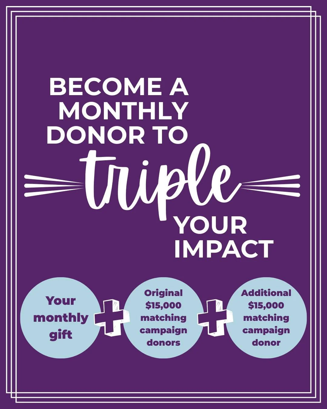 💗 Becoming a monthly donor to Restorations means steady, life-changing support for survivors of trafficking. Right now, any new monthly gift will be matched twice for an entire year&mdash;once by our original matching campaign donors and again by a 