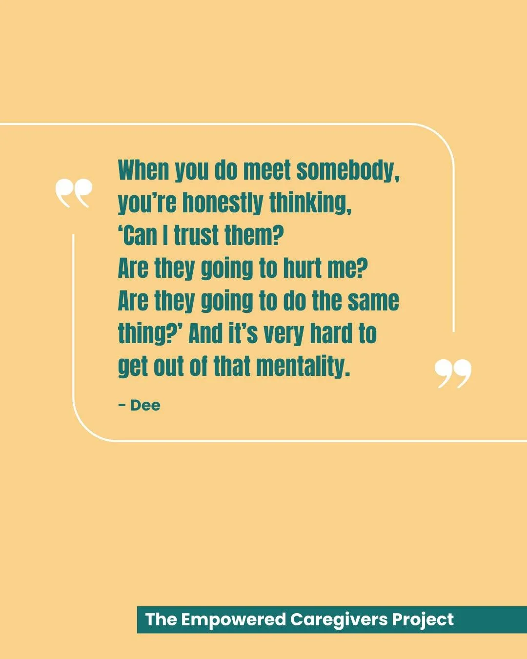 Hypervigilance is real. New relationships can feel unsafe until trust becomes possible again.

The Empowered Caregivers Project &ndash; a survivor-led toolkit to help caregivers walk alongside survivors &ndash; launches at the end of January. From no