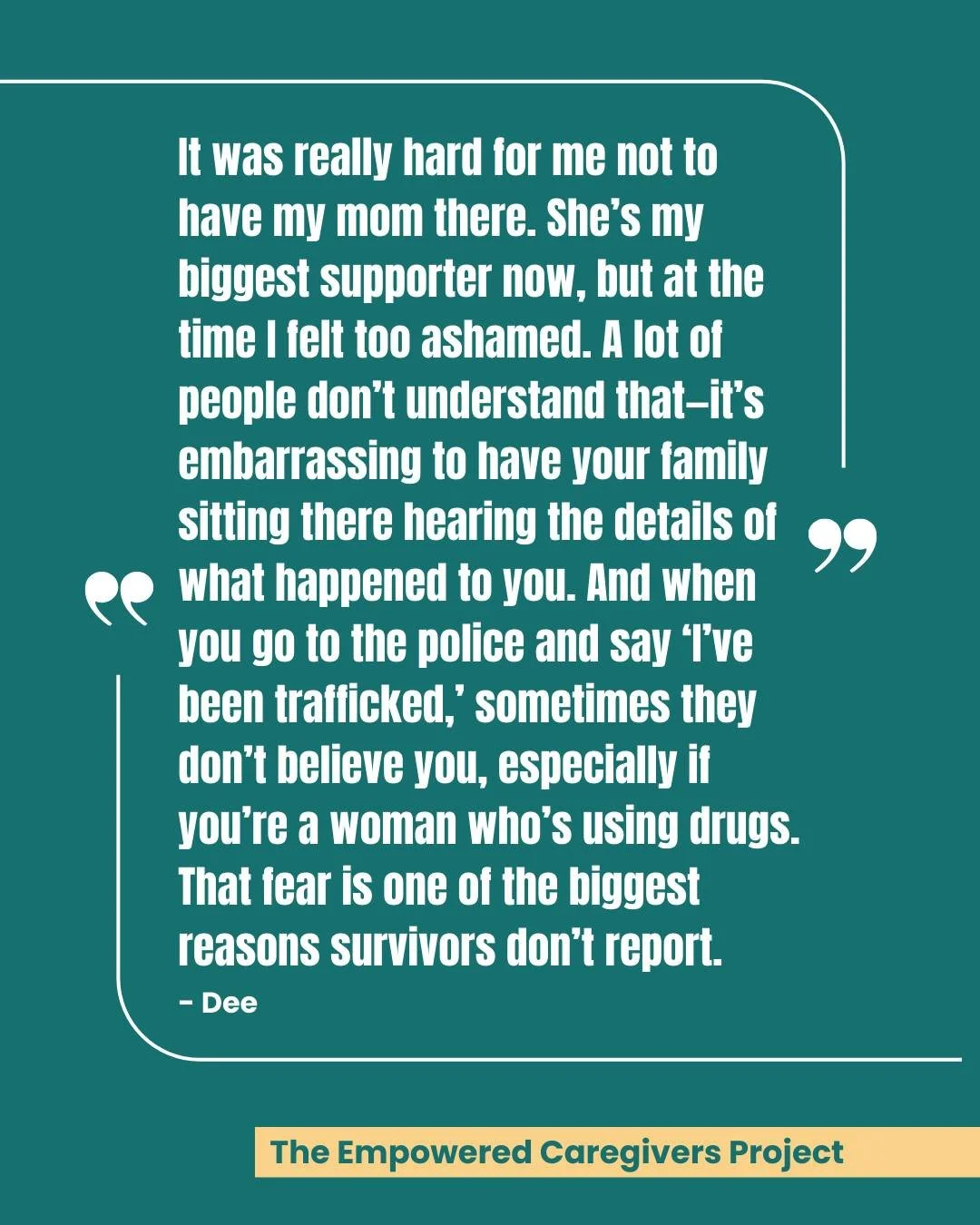 Shame, fear, and disbelief keep many survivors silent, and understanding this matters.

The Empowered Caregivers Project &ndash; a survivor-led toolkit to help caregivers walk alongside survivors &ndash; launches at the end of THIS MONTH! 

This proj