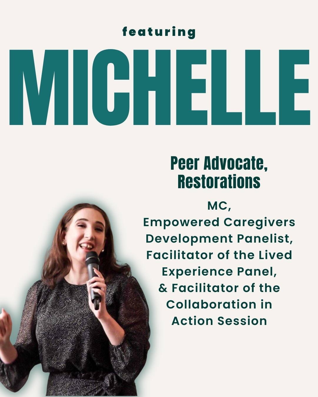 ✨ Introducing the people you'll see at our upcoming Empowering Caregivers Conference &amp; Toolkit Launch next week!

Michelle Furgiuele is a Peer Advocate with Restorations Second Stage Homes. You'll be seeing a lot of Michelle at the event! She is 