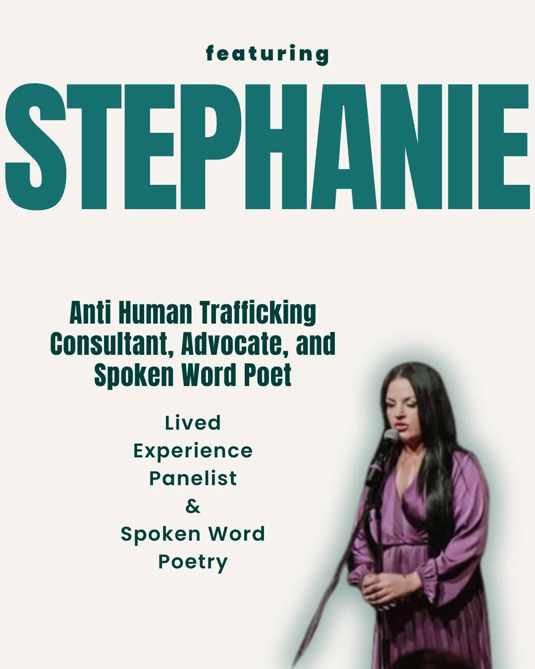 ✨ Introducing the people you'll see at our upcoming Empowering Caregivers Conference &amp; Toolkit Launch next week!

Stephanie Saunders is an Anti Human Trafficking Consultant, Advocate, and Spoken Word Poet. She will be a panelist on our Lived Expe