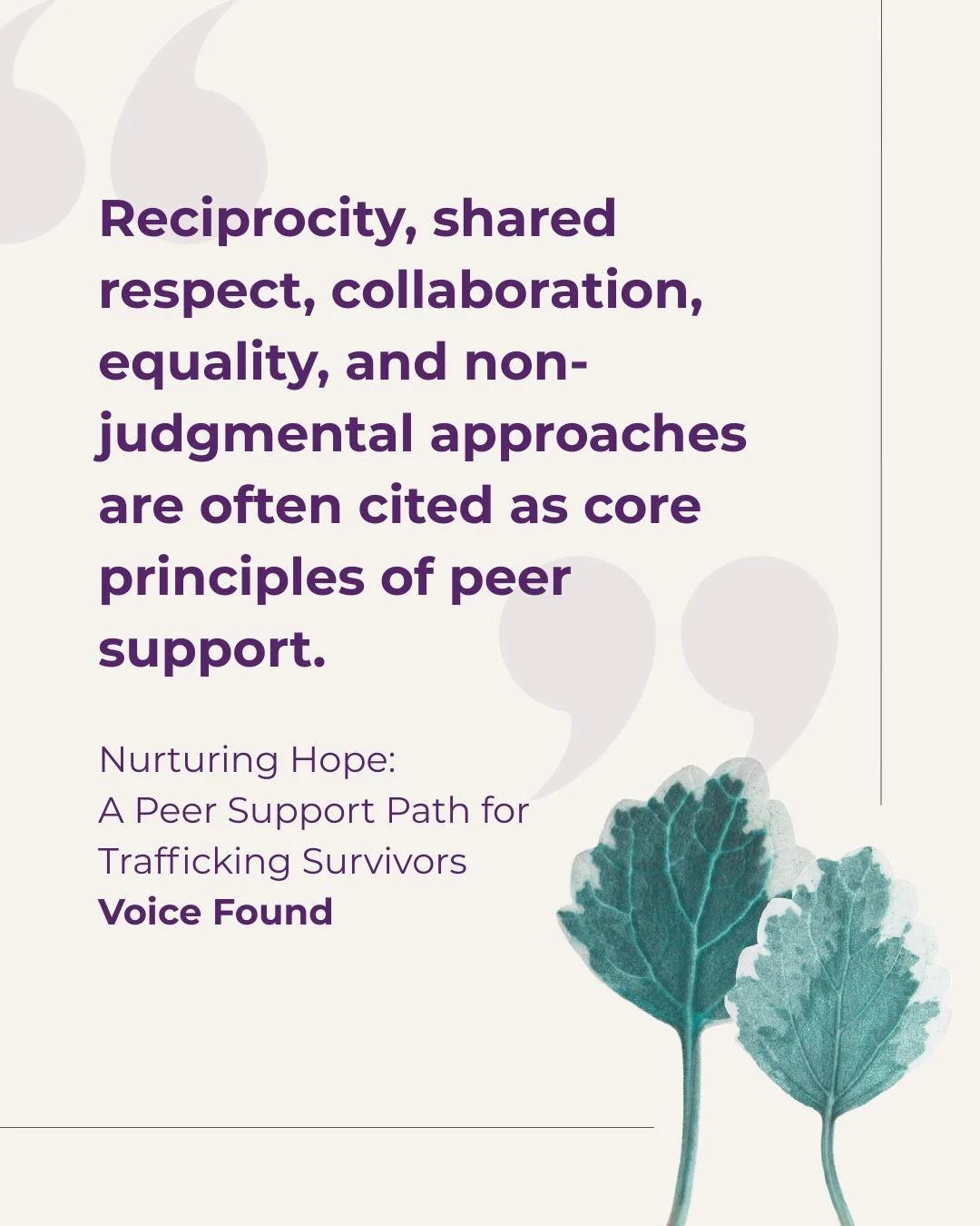 We&rsquo;re honoured to have contributed as a Consultation Participant to an important new report by @voicefound in partnership with the @ccteht &ndash; Nurturing Hope: A Peer Support Path for Trafficking Survivors.

This work is a powerful reflectio