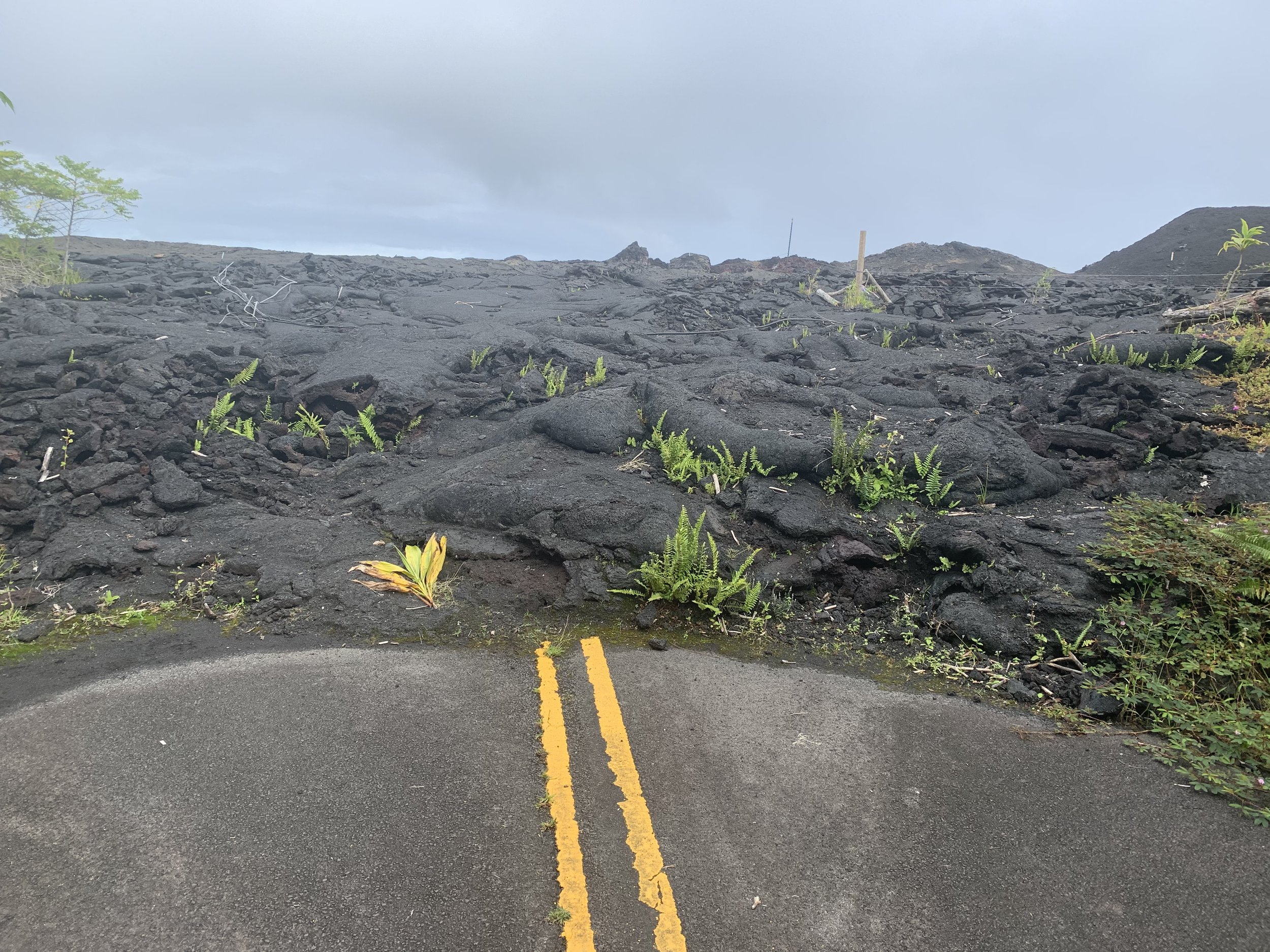 Lava overtaking the road