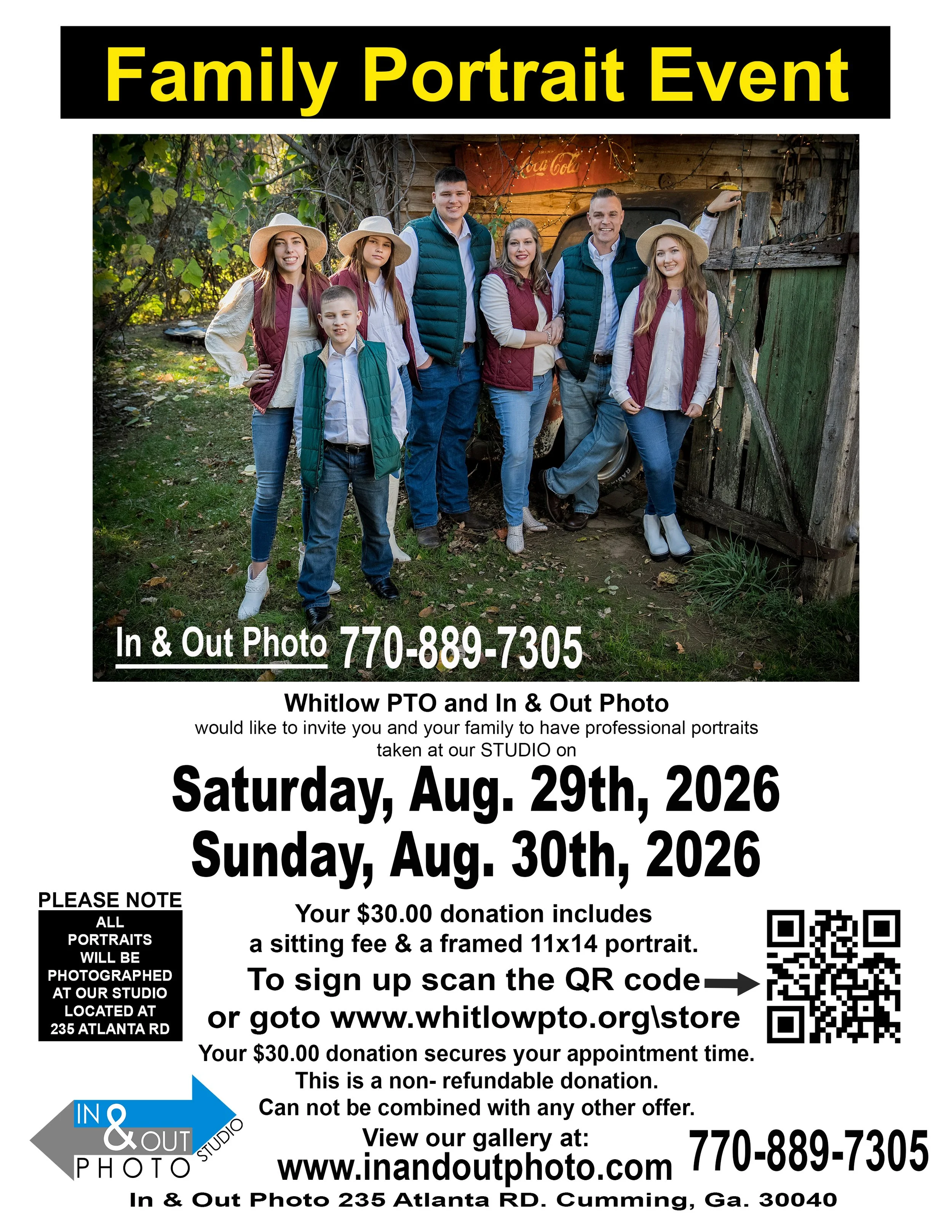 Family Portrait Event Saturday, August 29th