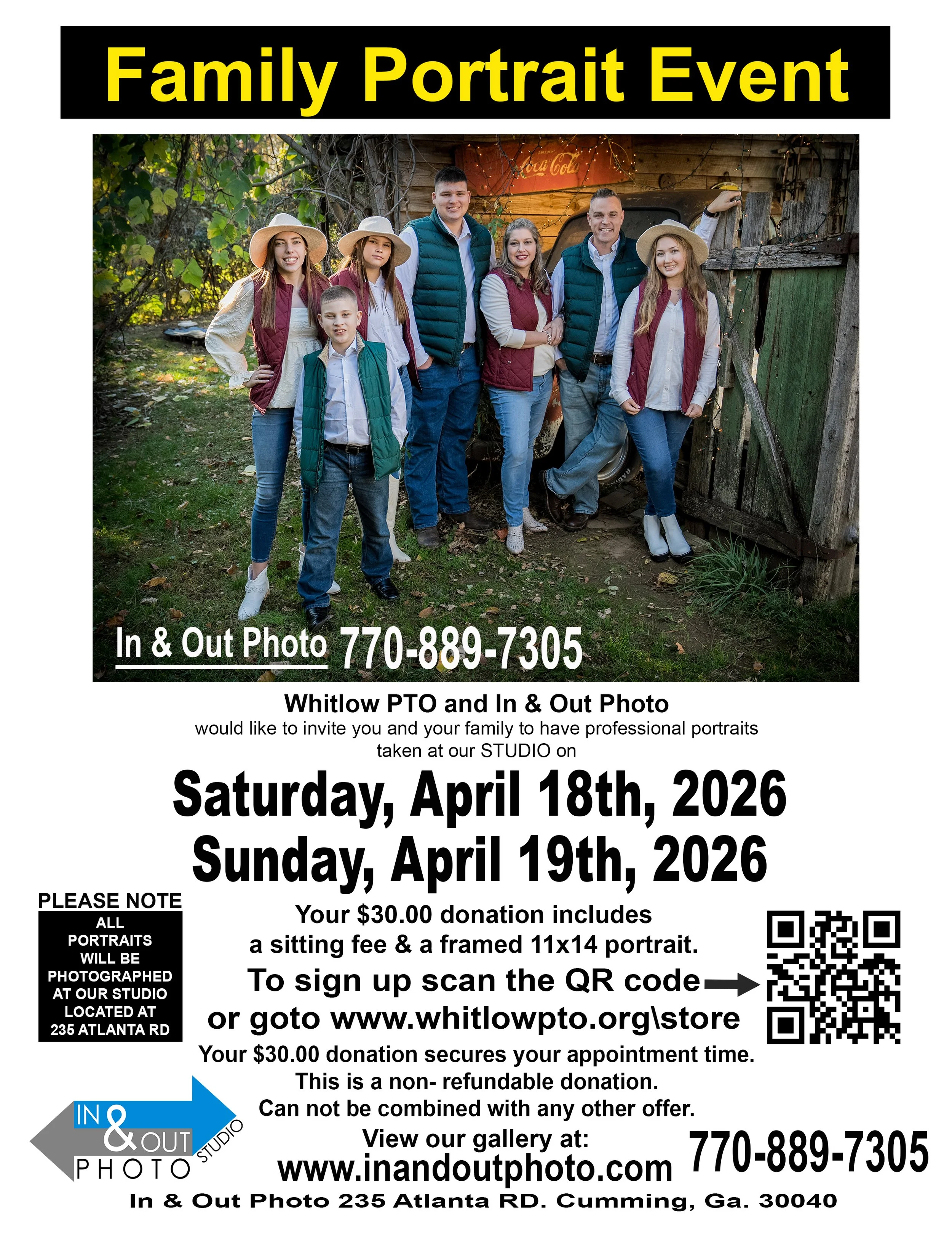Family Portrait Event Saturday, April 18th