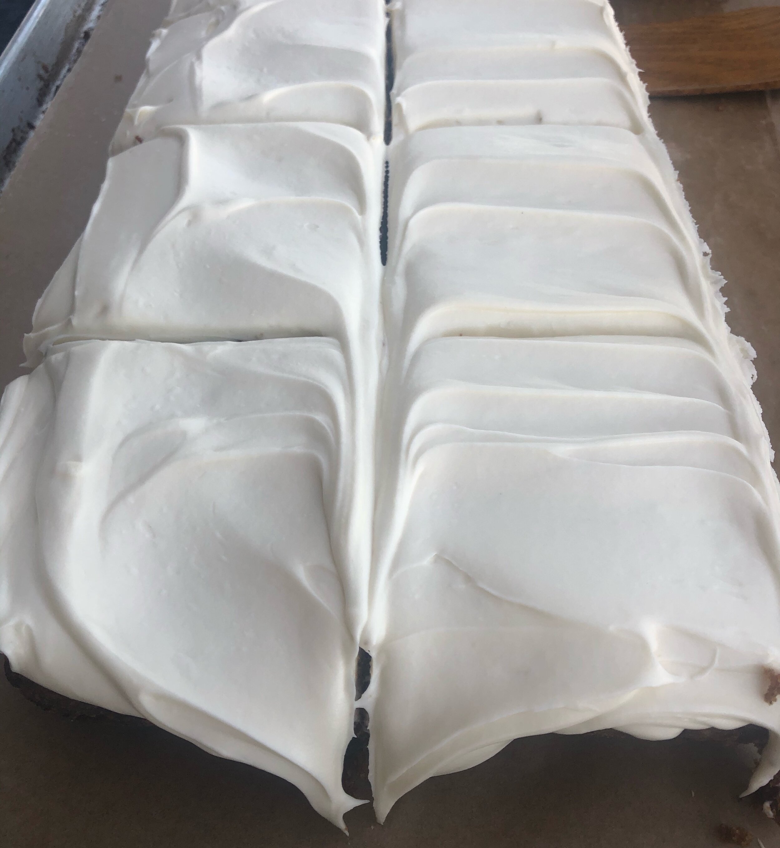 Whole orange cake with cream cheese frosting *slice*