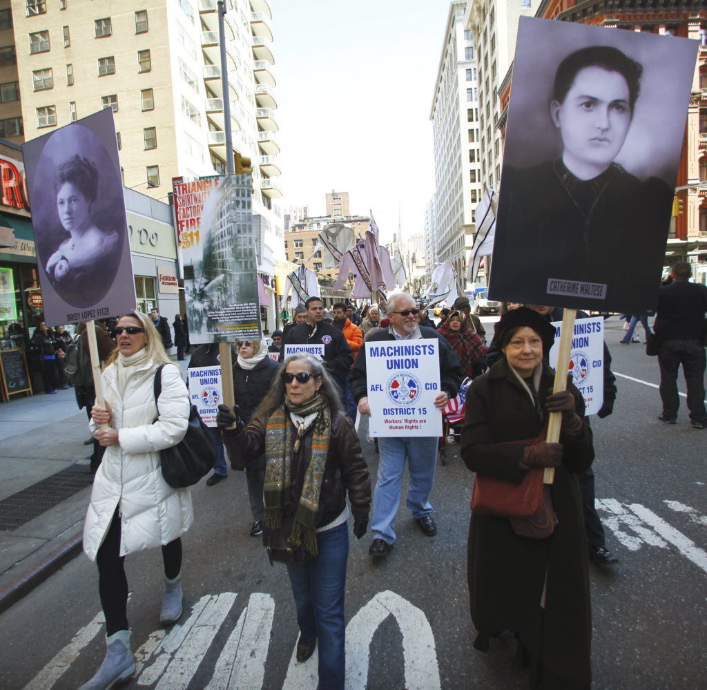  Marching in the 2011 Triangle Shirtwaist Memorial. Image courtesy Remember the Triangle Fire Coalition. 
