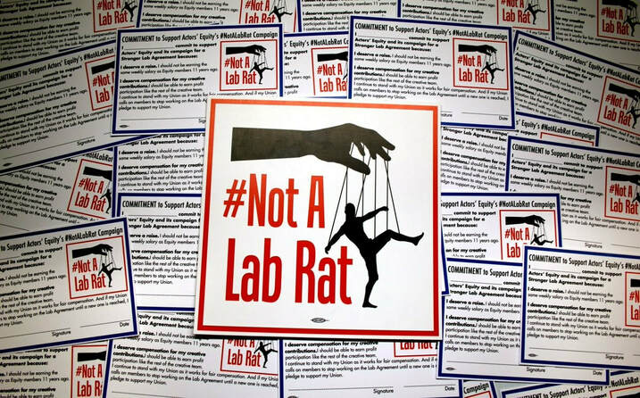 #NotALabRat flyer and commitment cards. Actors Equity Association Twitter.