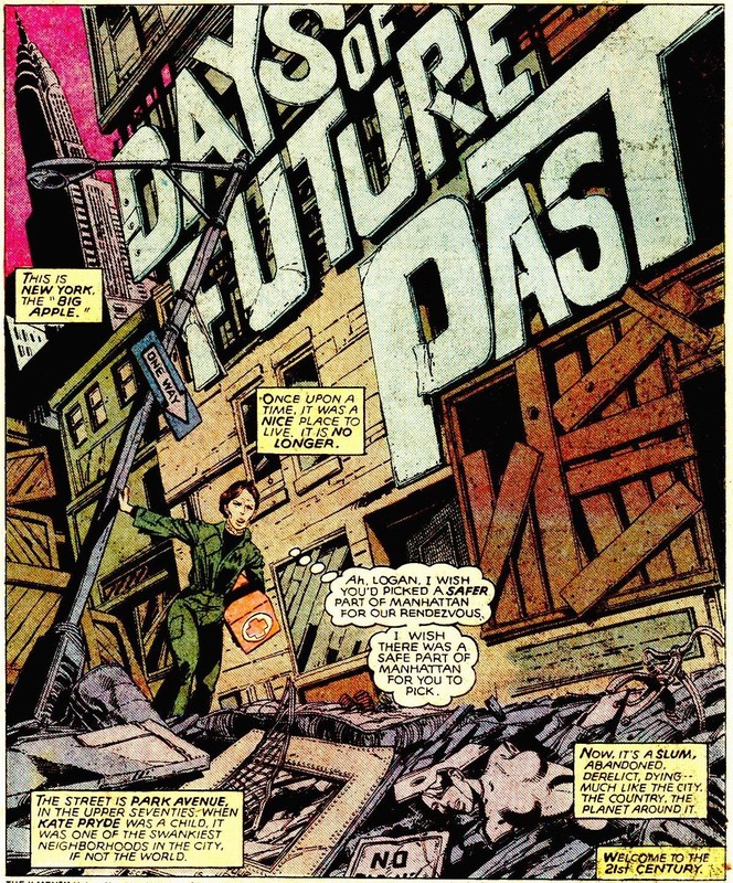 This title page of Days of Future Past (1981) bears a striking resemblance to and advertisement of the film Escape from New York released that same year.
