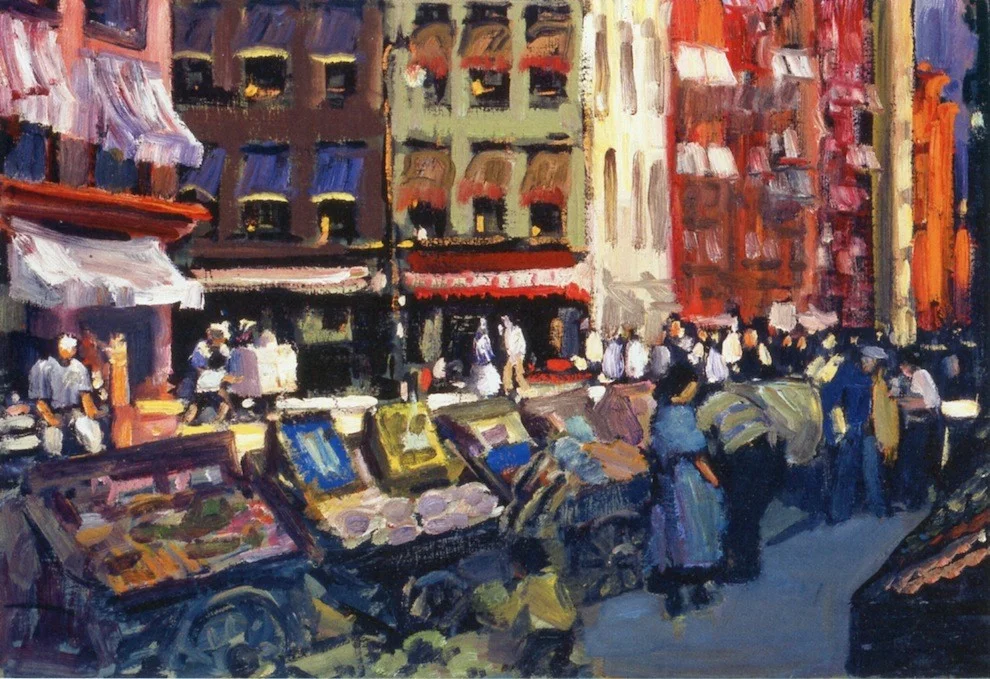 3.3 George Luks (1867 - 1933), Thompson and Bleecker Streets , ca. 1905, oil on canvas, 20 x 30 inches. Palmer Museum of Art of the Pennsylvania State University. Gift of James and Barbara Palmer. 2005.14.