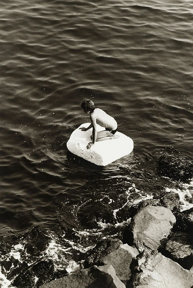 Boy on Raft, 1978, gelatin silver print, purchased on The Charina Endowment Fund, The Morgan Library & Museum, 2013.108:1.97. © Peter Hujar Archive, LLC, courtesy Pace/MacGill Gallery, New York and Fraenkel Gallery, San Francisco.