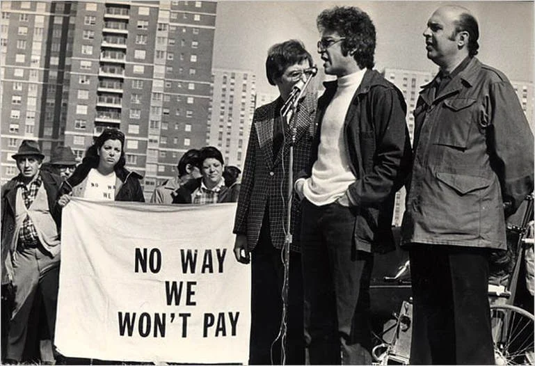Charles Rosen Addressing a Rent Strike Rally, February 29, 1976. Credit: Tyrone Dukes/New York Times.