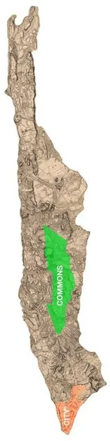 Location of the Commons as overlaid on the “British Headquarters” map of 1782. Image courtesy of Richard Howe.