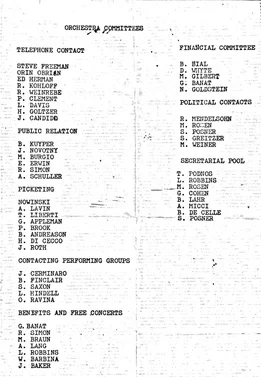 Orchestra Committee Sheet