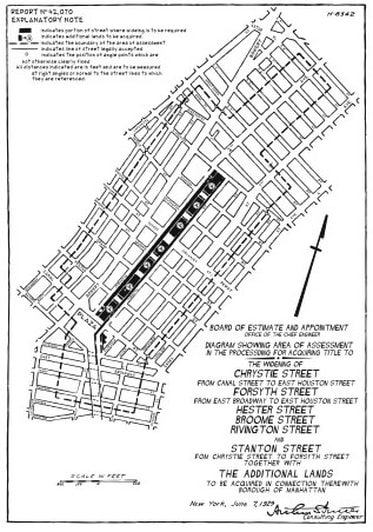 Board of Estimate plan for Chrystie-Forsyth Streets, 1929. East Side Chamber News (July 1929).