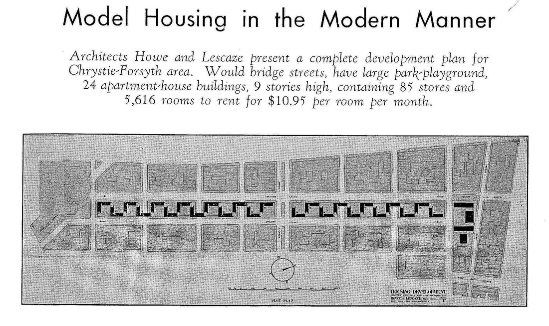 Howe and Lescaze, Chrystie-Forsyth Site Plan. East Side Chamber News (February 1932).