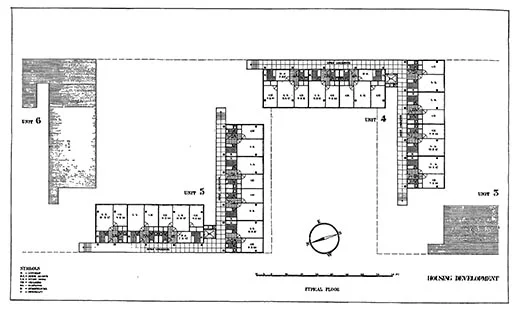 Howe and Lescaze, Housing, Chrystie-Forsyth Streets, unit plan. Shelter (April 1932).