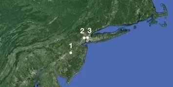 The three locations for the 1625 settlement mentioned in the West India Company’s instructions to Provisional Colony Director Verhulst, in rank order of the Company’s stated preference: 1) High Island; 2) “where the runners pass from the North to the South river”; 3) the “hook” of Manhattan.