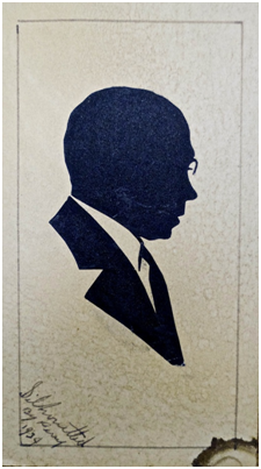 In 1934, E.J. Perry cut a portrait of composer J. Rosamond Johnson, a musical lion of Broadway, vaudeville and the Harlem Renaissance. The artist signed the card in the lower left-hand corner, “Silhouetted by Perry 1934.” Collection of Johnson’s granddaughter, Mélanie Edwards.