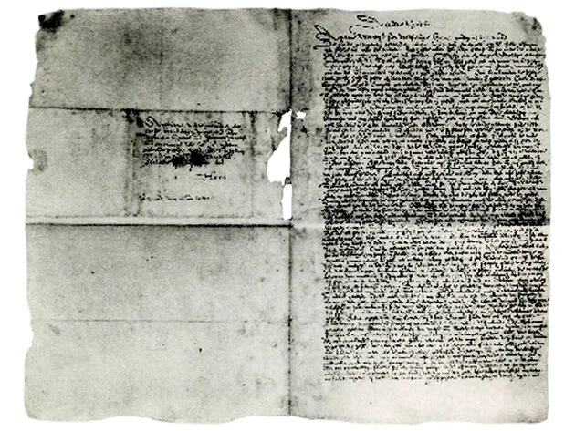 Figure 2: First page (right) and last page (left) of Johan Michaëlis’ letter of August 8, 1628, in which he characterizes the first Dutch houses on Manhattan as “huts and hovels.” (Facsimile image: Stokes Iconography, vol. IV)
