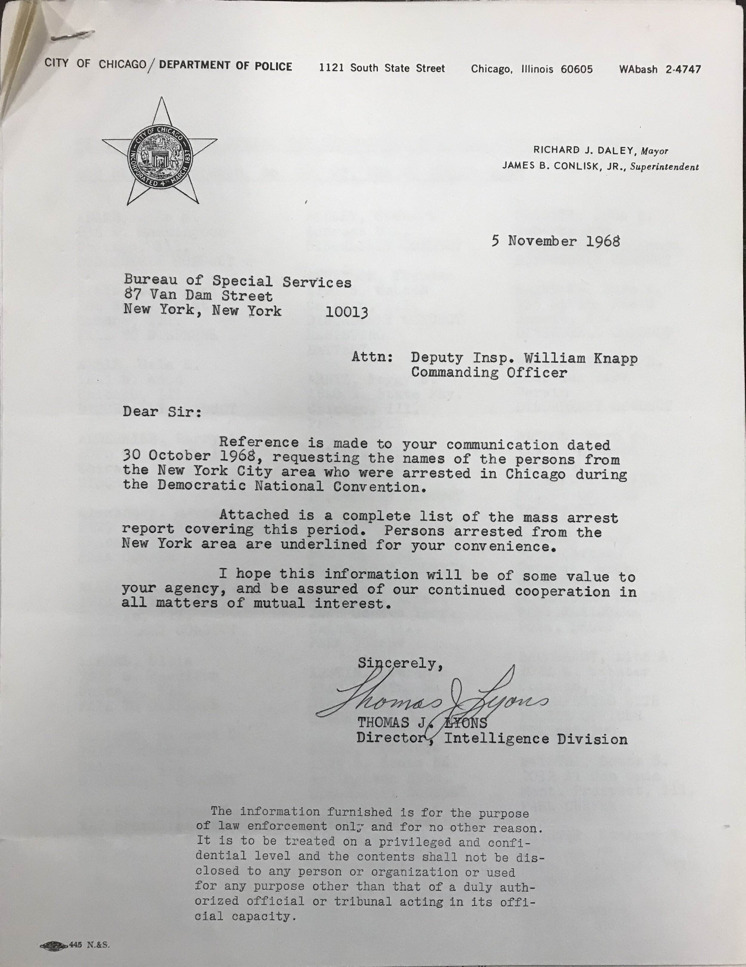 Image 2: The Bureau of Special Services maintained regular communication and coordination with intelligence services throughout the nation, from federal members of the intelligence community such as the FBI to other state and municipal police intelligence units in cities such as Miami, Chicago, and Los Angeles.