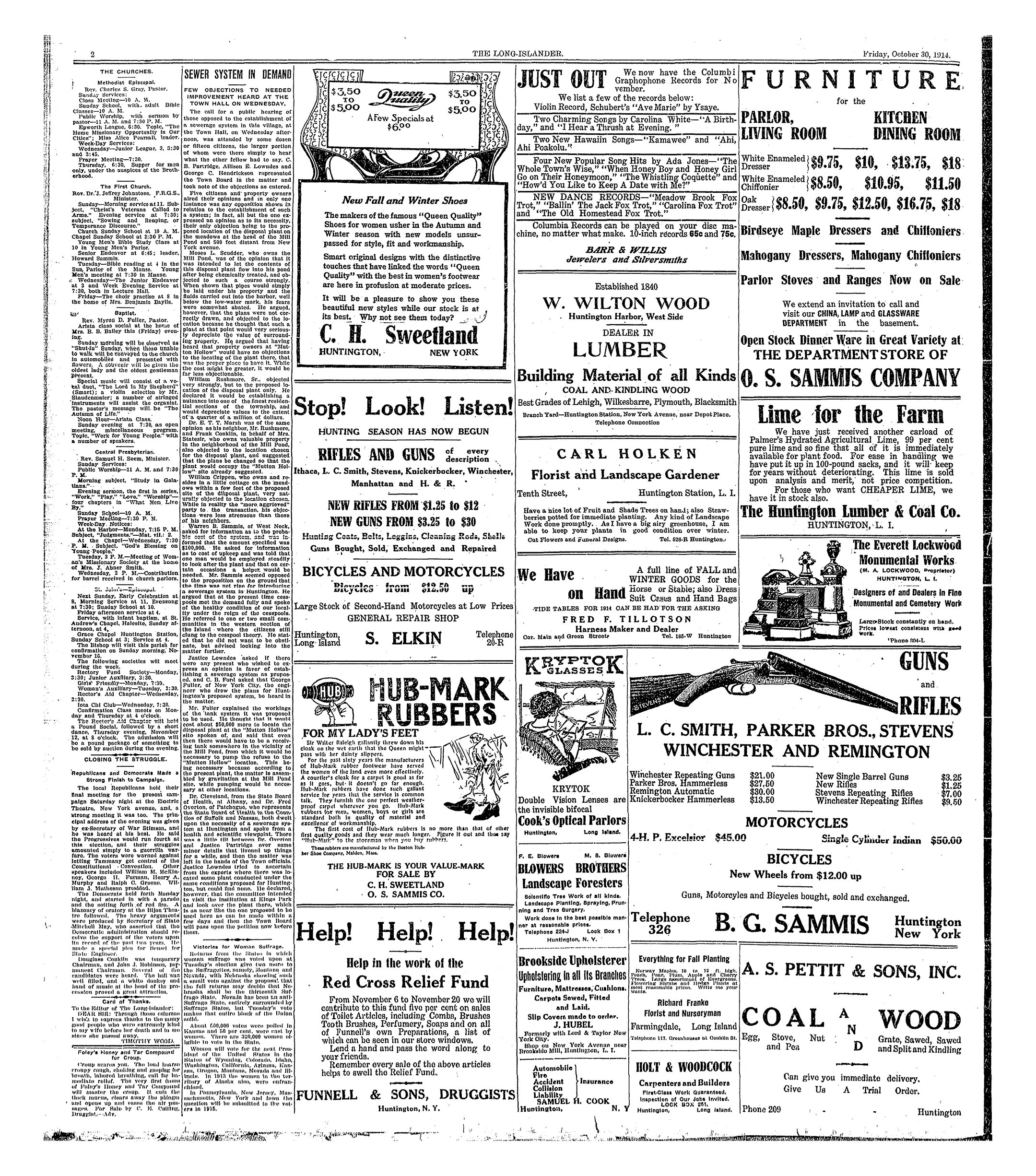   The Long Islander October 30, 1914.  Courtesy of  NYS Historic Newspapers  