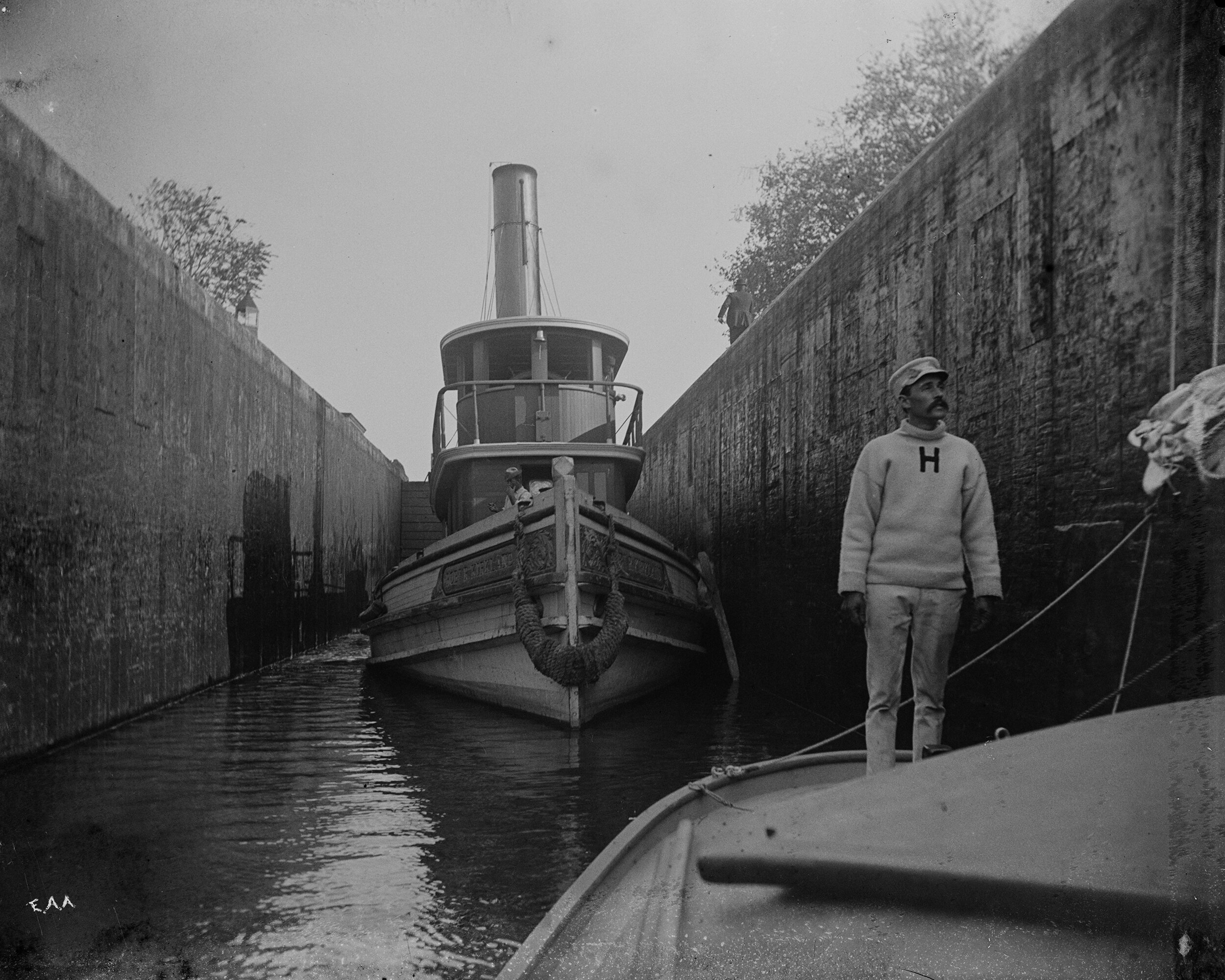   Tugboat in deep lock &amp; Butterball, October 24, 1892  Collection of Historic Richmond Town, 50.015.6226 