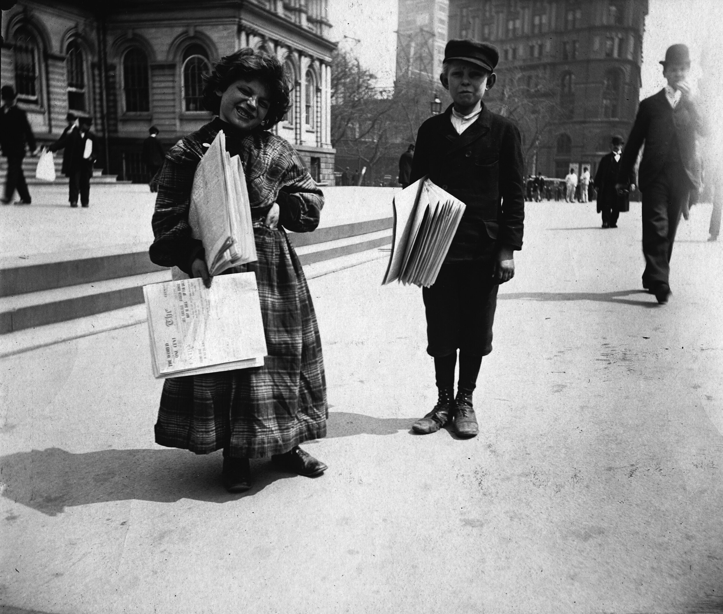   Newsboy and Girl, City Hall  Collection of Historic Richmond Town, 50.015.0915 