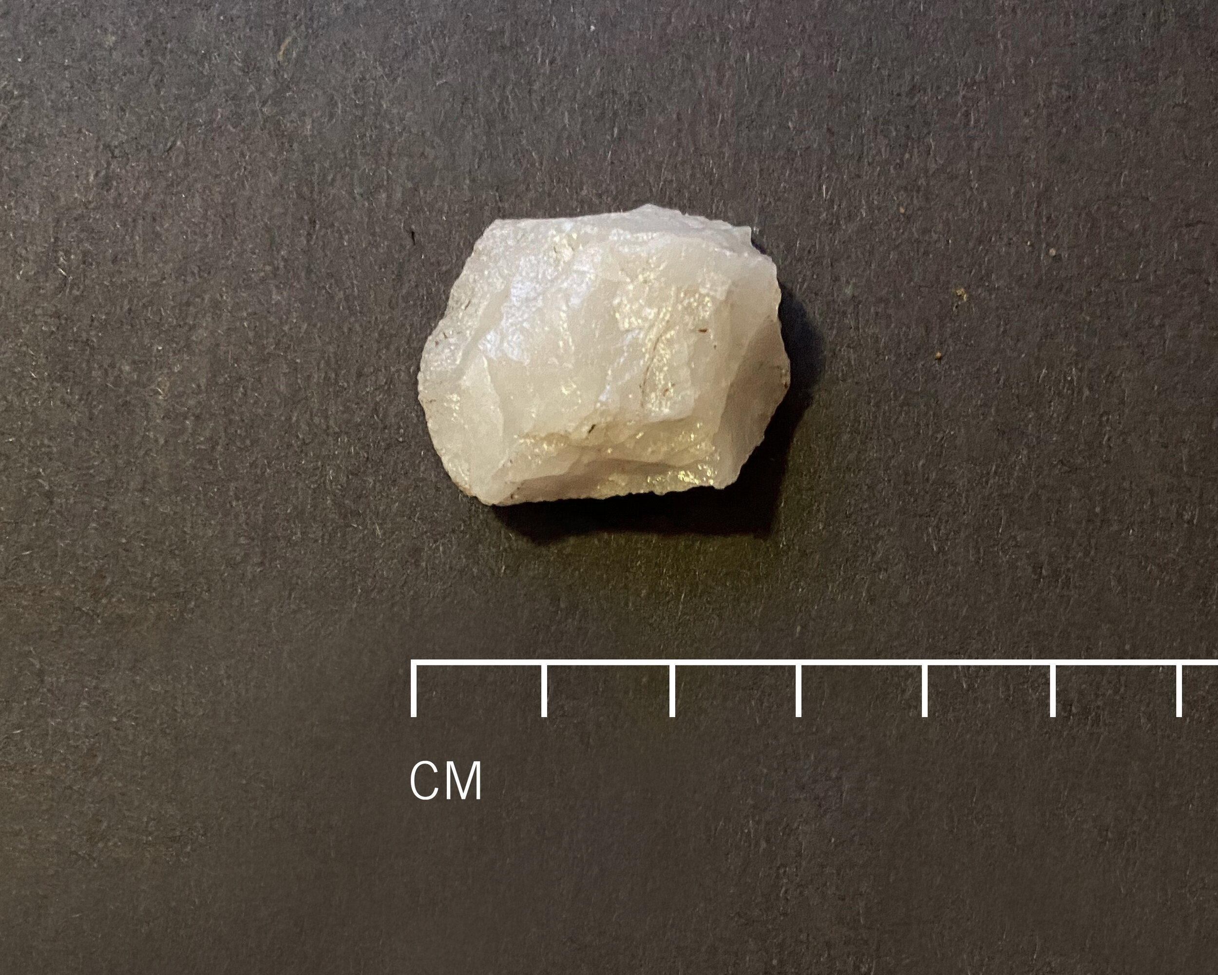   Quartz biface recovered during archaeological investigation.  Courtesy of Allison McGovern 