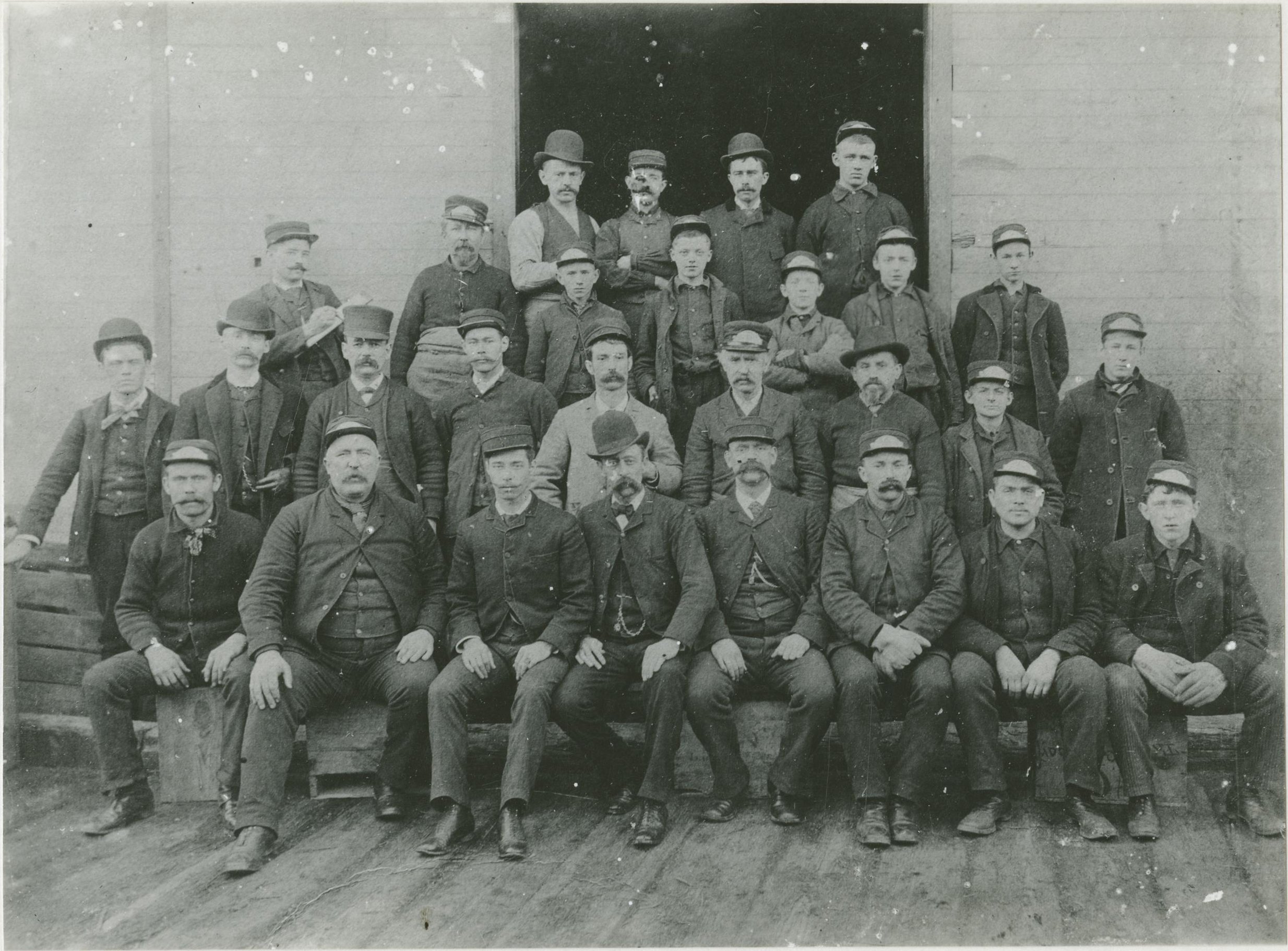  William J. Rugen, Long Island Express Workers.  Gelatin silver print, circa 1890, 1895.  William J. Rugen Image Collection. Queens Borough Public Library, Digital Collection. 