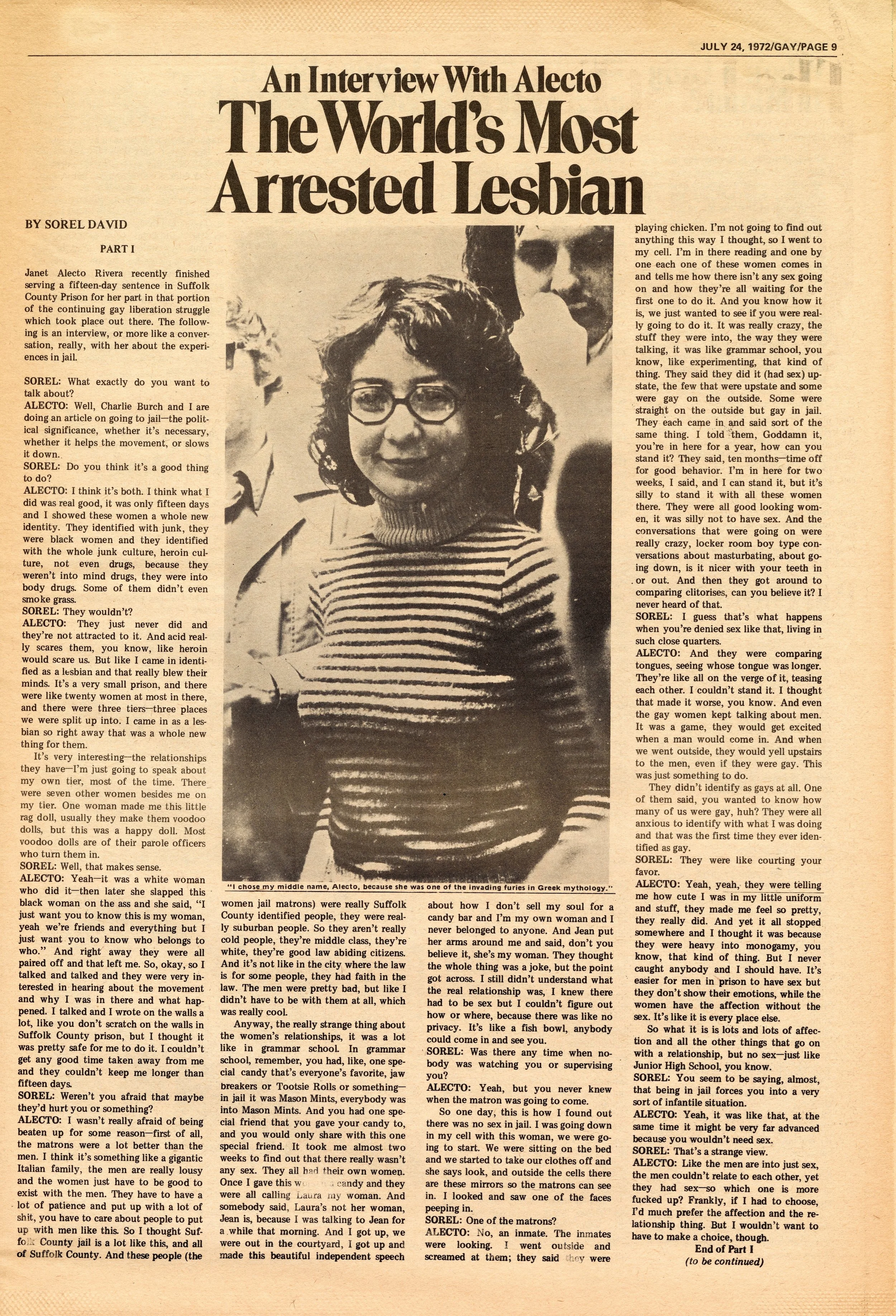 “'The World's Most Arrested Lesbian:' Corona Rivera and the New York Gay Activists Alliance, 1970-72.” An Interview with Marc Stein