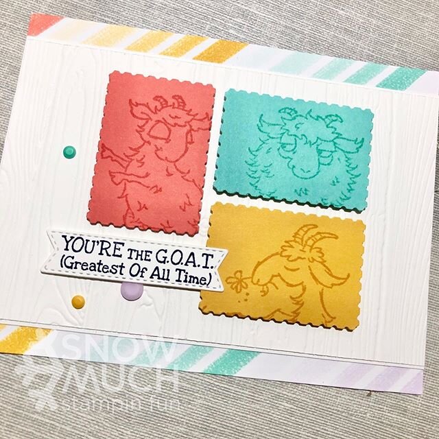 You&rsquo;re the G.O.A.T. I just can&rsquo;t stop giggling! The Way to Goat stamp set (152657) is truly the G.O.A.T (Greatest Of All Time) 😂 #snowmuchstampinfun #stampinup #stampinupcards #stampinupdemo #handstamped #cardmaking #cardmaker #handmadec