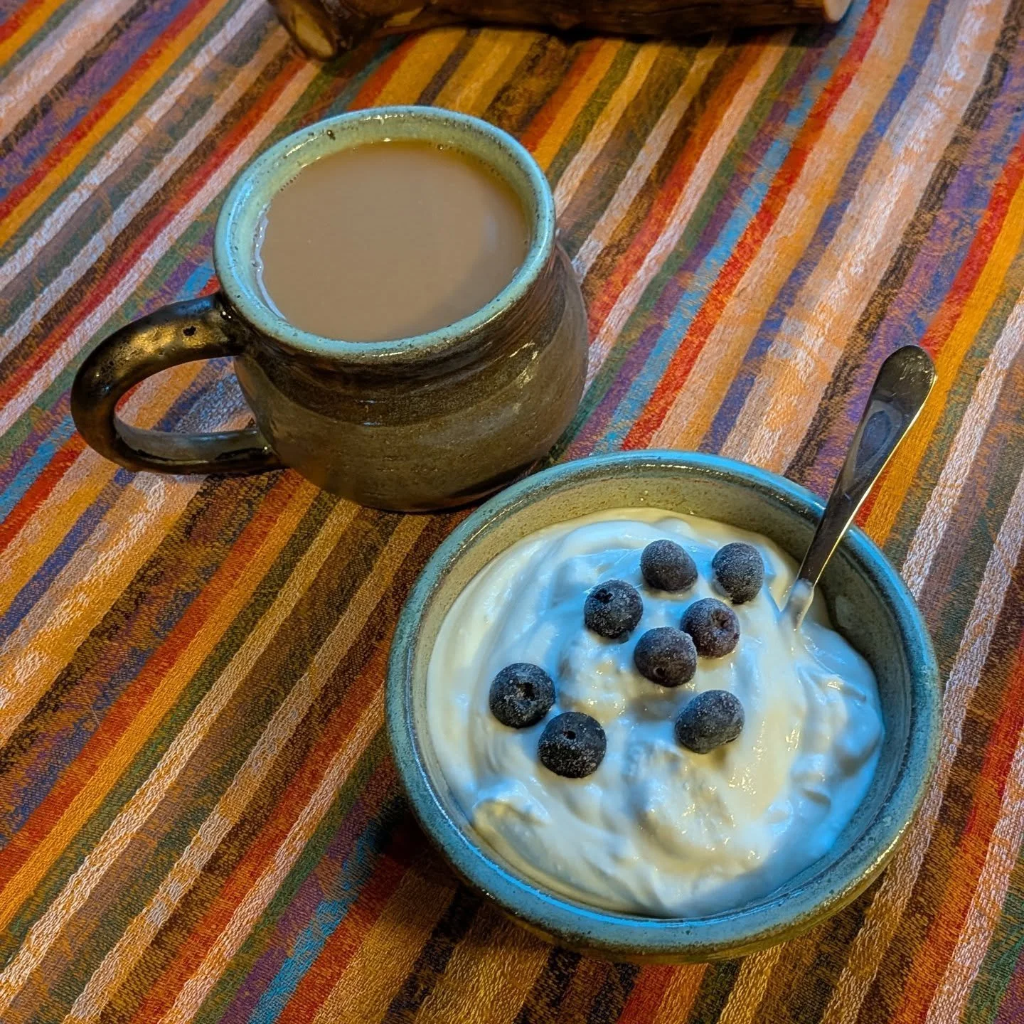 There is something so satisfying about having my breakfast in homemade dishes!
.
Swipe for a peek at what I'm working on now. These mugs will not be for sale, as they are very time consuming and I'd have to charge way too much. I am just having fun a