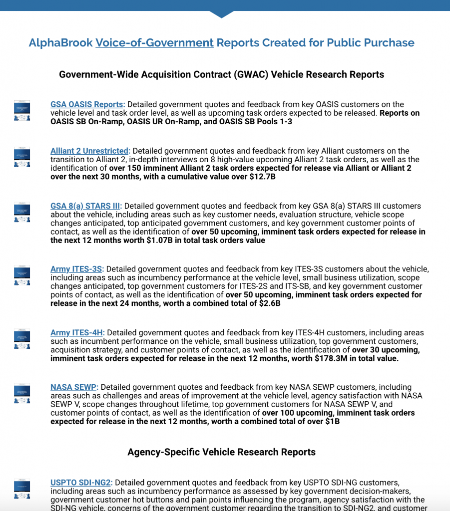AlphaBrook Public Reports Page Please note: These reports are developed separate and outside of our private client subscriptions.