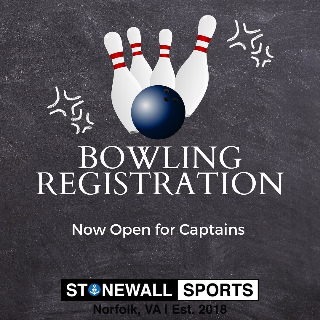 Bowling registration is now open for Captains! Secure your team&rsquo;s spot by signing up! Follow this link to register: https://app.teamlinkt.com/register/go/stonewallsportsnorfolk/32021

Again, this is for captains only! Players, Free Agents, and 