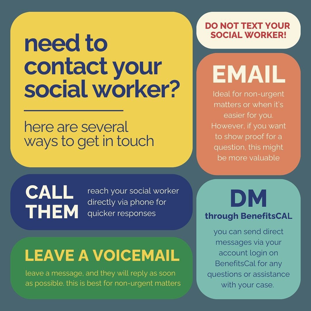 Need to contact your social worker?? Here are a couple right and wrongs to get you in conversation or ask them any questions you may have :)

#CalFreshBenefits #SNAPBenefits #EBTcard #NutritionAssistance #FreshProduce #EndFoodInsecurity #calpolyslo #