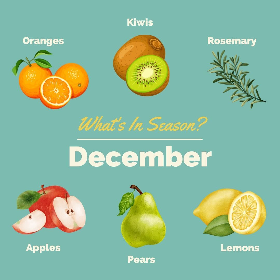 What&rsquo;s in season this December! Check out these fresh fruits and spices at a grocery store, or even better, your local farmers market!! Happy holidays👏