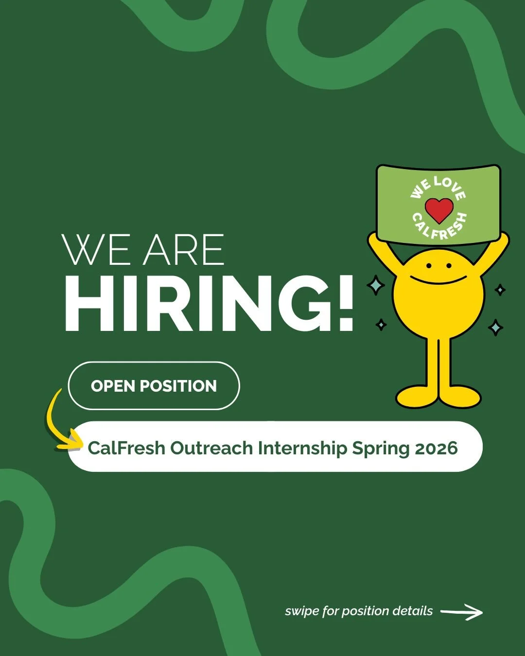 Do you have a strong interest in advocacy work and college food insecurity? 🥕 Our quarter long Calfresh Outreach Spring 2026 Internship focuses on learning about Basic Needs in Higher Ed, the intricacies of CalFresh eligibility criteria, and how our