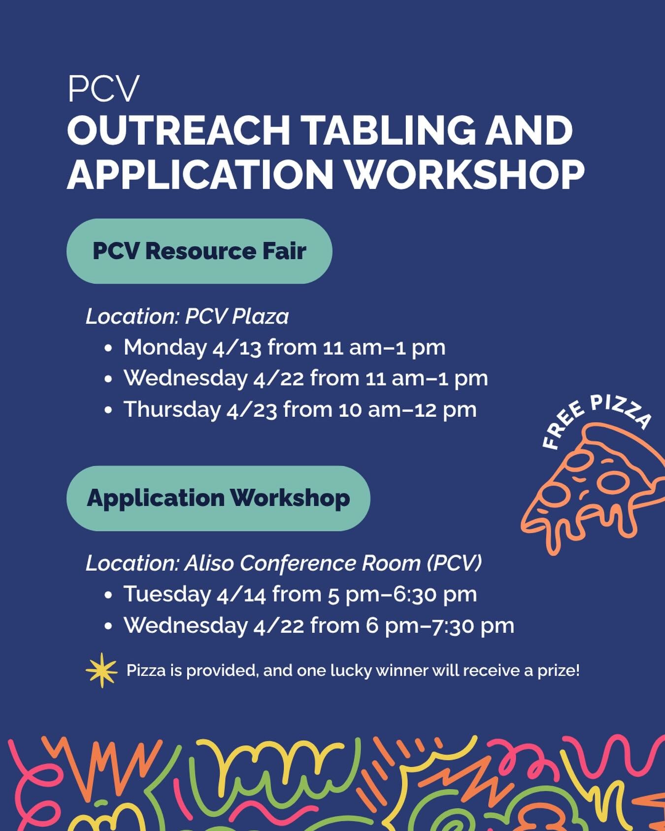 Have questions about EBT or need assistance with your CalFresh application? Stop by our Outreach Tabling events and Application Workshops in PCV! Find us in the PCV Plaza for Tabling Events and meet in the Aliso Conference Room for Application Worksh