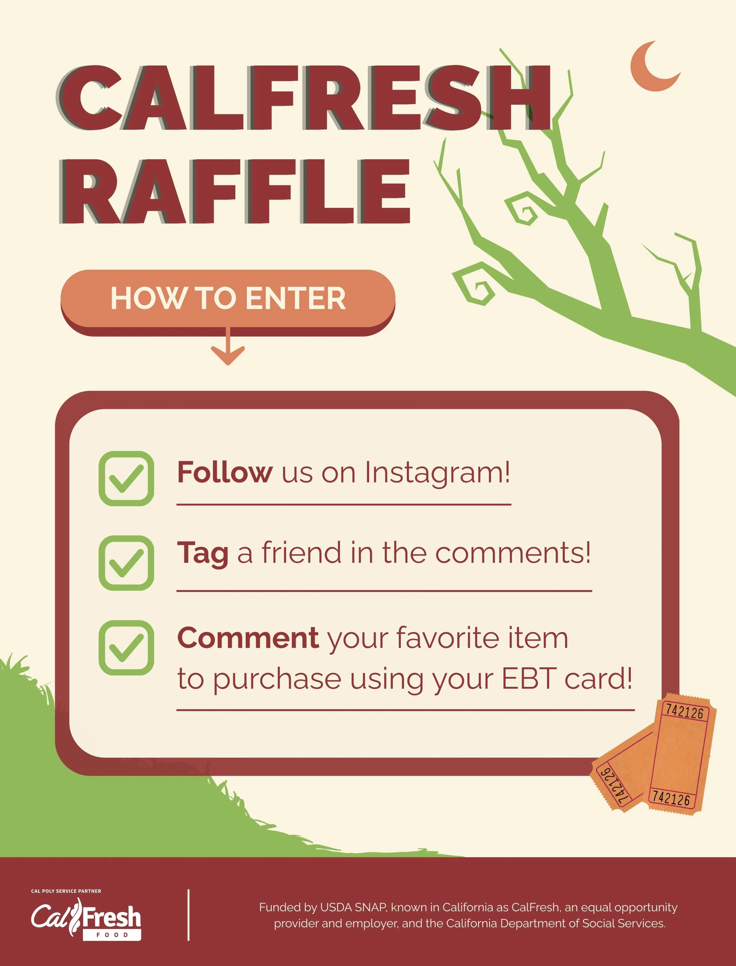 Want to be entered in a raffle for a chance to win an automatic vegetable slicer?! To help us celebrate CalFresh Outreach week, please complete the following: follow our Instagram, tag a friend in the comments of this post, and comment your favorite 
