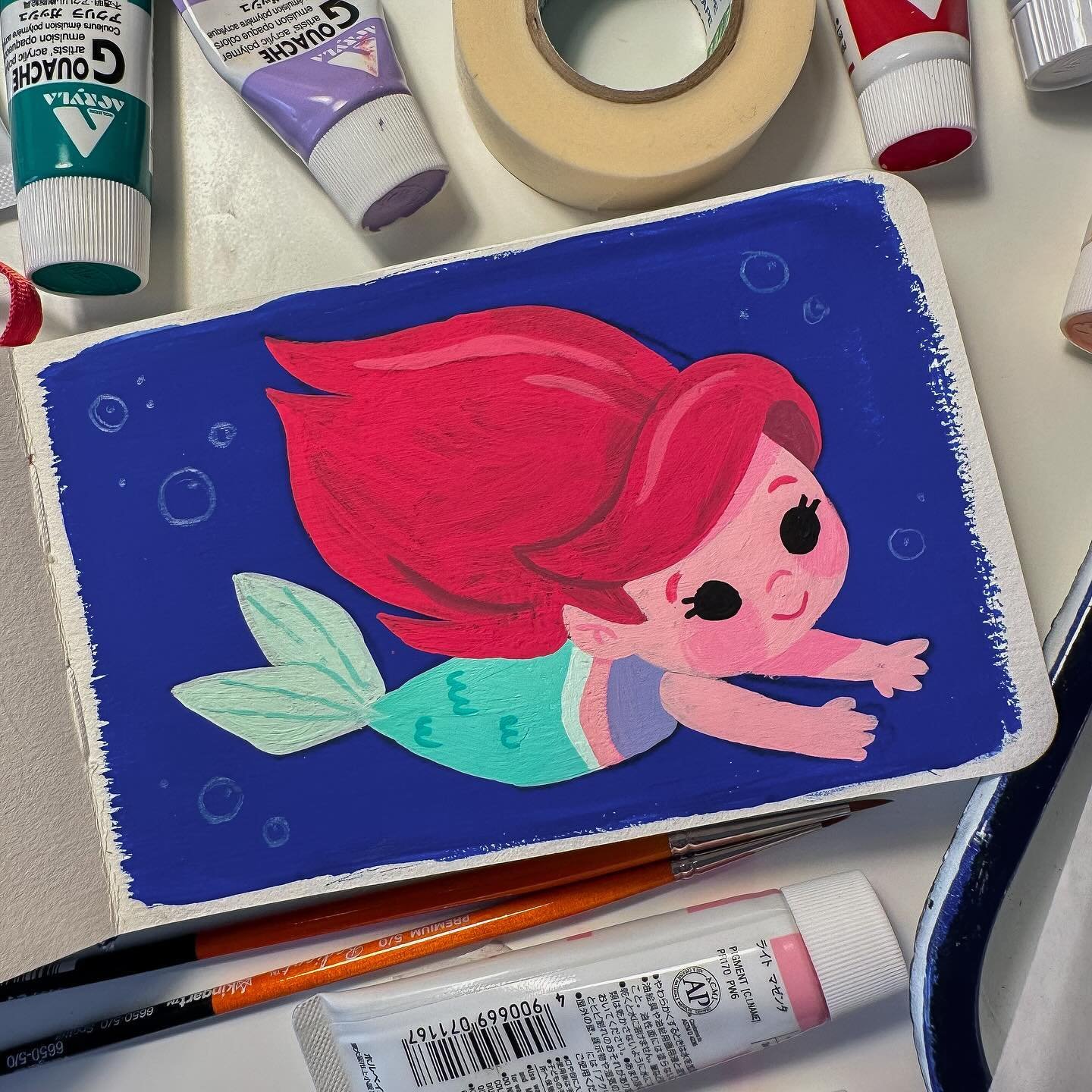 I never get tired of painting my favorite Disney princess 🫧🐚 
.
.
.
🏷️ #mermaid #thelittlemermaid #ariel #gouache #paint #sketch #disney